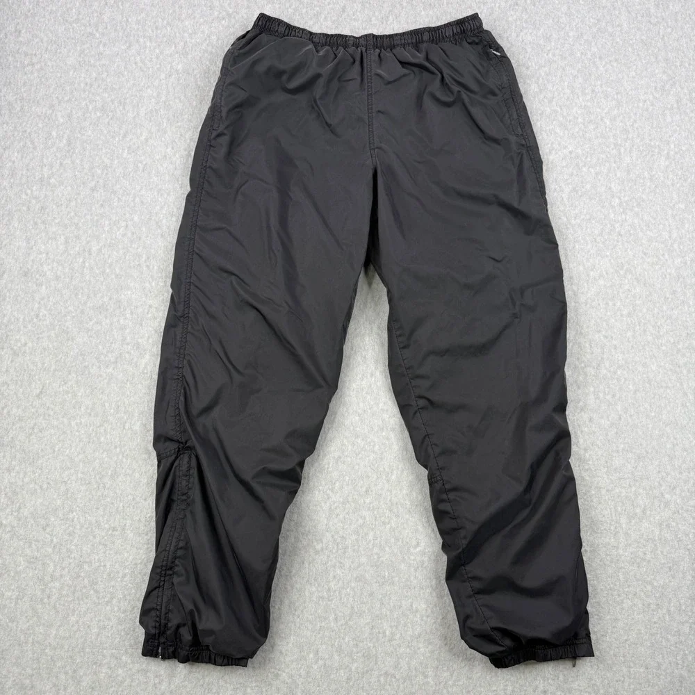 Vintage Nike Track Pants Mens Medium Black Lined Windbreaker Ankle Zip Joggers